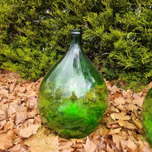 Load image into Gallery viewer, VINTAGE ITALIAN EMERALD GREEN GLASS ONION DEMIJOHNS.
