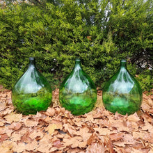 Load image into Gallery viewer, VINTAGE ITALIAN EMERALD GREEN GLASS ONION DEMIJOHNS.