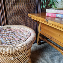 Load image into Gallery viewer, VINTAGE JUTE AND SARKANDA WOOD 'MUDDA' SIDE TABLE / STOOL