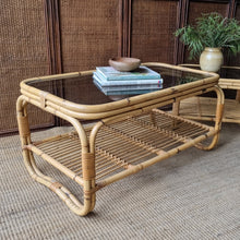 Load image into Gallery viewer, VINTAGE CANE & RATTAN COFFEE TABLE