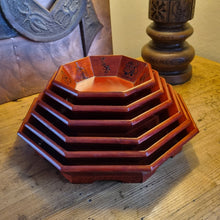 Load image into Gallery viewer, SET OF 6 KOREAN LACQUERED WOOD NESTING TRAYS / BOWLS