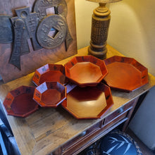 Load image into Gallery viewer, SET OF 6 KOREAN LACQUERED WOOD NESTING TRAYS / BOWLS