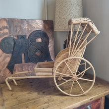 Load image into Gallery viewer, VINTAGE CANE & WICKER RICKSHAW POT PLANT HOLDER