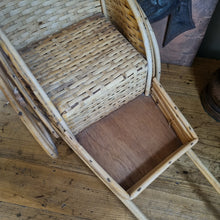 Load image into Gallery viewer, VINTAGE CANE & WICKER RICKSHAW POT PLANT HOLDER
