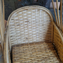 Load image into Gallery viewer, VINTAGE CANE & WICKER RICKSHAW POT PLANT HOLDER