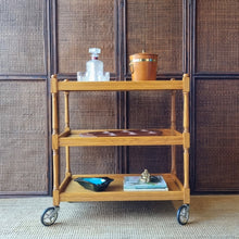 Load image into Gallery viewer, VINTAGE ENGLISH THREE TIER DRINKS TROLLEY / SERVING CART