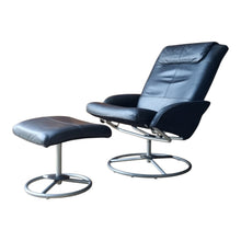 Load image into Gallery viewer, VINTAGE IKEA 'MALUNG' LEATHER SWIVEL ARMCHAIR & OTTOMAN