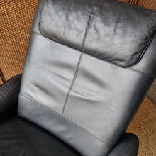 Load image into Gallery viewer, VINTAGE IKEA 'MALUNG' LEATHER SWIVEL ARMCHAIR & OTTOMAN
