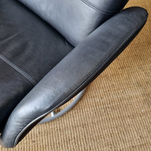 Load image into Gallery viewer, VINTAGE IKEA 'MALUNG' LEATHER SWIVEL ARMCHAIR & OTTOMAN