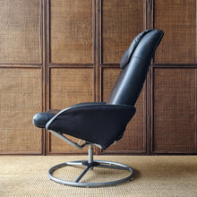 Load image into Gallery viewer, VINTAGE IKEA 'MALUNG' LEATHER SWIVEL ARMCHAIR & OTTOMAN