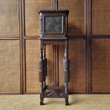 Load image into Gallery viewer, ANTIQUE CARVED & CANE PLANT STAND / JARDINIÈRE STAND
