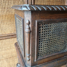 Load image into Gallery viewer, ANTIQUE CARVED & CANE PLANT STAND / JARDINIÈRE STAND