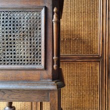 Load image into Gallery viewer, ANTIQUE CARVED & CANE PLANT STAND / JARDINIÈRE STAND