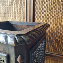Load image into Gallery viewer, ANTIQUE CARVED & CANE PLANT STAND / JARDINIÈRE STAND