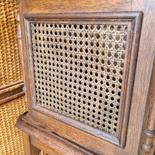 Load image into Gallery viewer, ANTIQUE CARVED & CANE PLANT STAND / JARDINIÈRE STAND