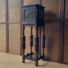 Load image into Gallery viewer, ANTIQUE CARVED & CANE PLANT STAND / JARDINIÈRE STAND