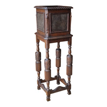 Load image into Gallery viewer, ANTIQUE CARVED & CANE PLANT STAND / JARDINIÈRE STAND
