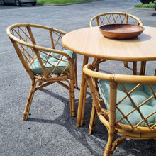 Load image into Gallery viewer, 5 PIECE VINTAGE CANE DINING SETTING - NEW SEAT PADS