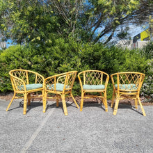 Load image into Gallery viewer, 5 PIECE VINTAGE CANE DINING SETTING - NEW SEAT PADS