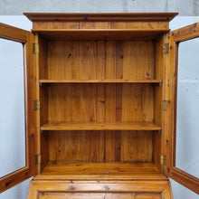 Load image into Gallery viewer, VINTAGE SOLID PINE BUREAU BOOKCASE