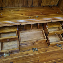 Load image into Gallery viewer, VINTAGE SOLID PINE BUREAU BOOKCASE