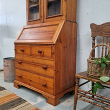 Load image into Gallery viewer, VINTAGE SOLID PINE BUREAU BOOKCASE