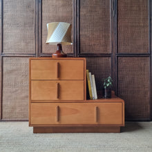 Load image into Gallery viewer, VINTAGE ART DECO MID CENTURY STEP CHEST OF DRAWERS