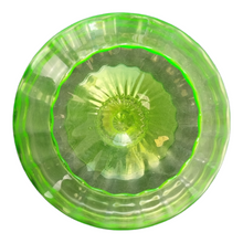 Load image into Gallery viewer, Italian Green Art Glass Pedestal Bowl Compote Ribbed Optic Green