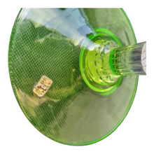 Load image into Gallery viewer, Italian Green Art Glass Pedestal Bowl Compote Ribbed Optic Green