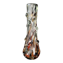 Load image into Gallery viewer, Italian Art Glass Orange and Black Murano bubble glass table vase