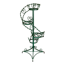 Load image into Gallery viewer, VINTAGE WROUGHT IRON TWISTED SPIRAL TIERED PLANT STAND