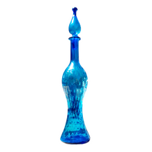 Load image into Gallery viewer, VINTAGE BLUE EMPOLI GLASS DECANTER BOTTLE WITH STOPPER