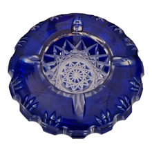 Load image into Gallery viewer, VINTAGE COBALT BLUE & CLEAR CUT GLASS CRYSTAL ASHTRAY