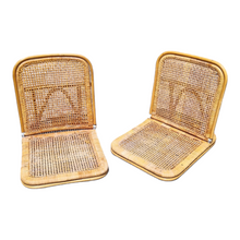 Load image into Gallery viewer, PAIR OF VINTAGE FOLDING CANE & RATTAN BEACH CHAIRS