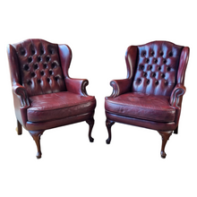 Load image into Gallery viewer, VINTAGE MORAN FURNITURE 'ROMSEY' LEATHER WINGBACK ARMCHAIRS. PRICE IS EACH.