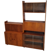 Load image into Gallery viewer, MID CENTURY MODULAR WALL UNIT SECRETAIRE COCKTAIL CABINET