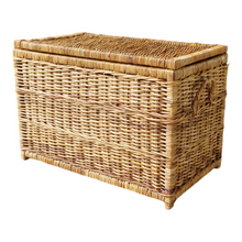 Load image into Gallery viewer, LARGE WICKER STORAGE TRUNK BLANKET BOX CHEST
