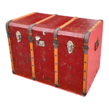 Load image into Gallery viewer, VINTAGE METAL & BENTWOOD STEAMER TRUNK BLANKET BOX CHEST