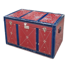 Load image into Gallery viewer, VINTAGE METAL STEAMER TRUNK BLANKET GLORY BOX CHEST