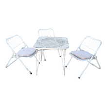 Load image into Gallery viewer, VINTAGE MID CENTURY 4 PIECE FOLDING OUTDOOR PATIO SETTING