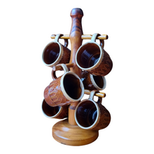 Load image into Gallery viewer, VINTAGE SET OF 6 MADE IN JAPAN STACKING MUGS & MUG STAND.