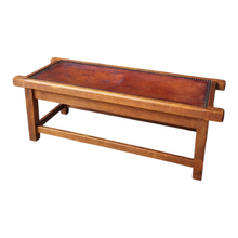 Load image into Gallery viewer, VINTAGE LEATHER & TIMBER STOOL OR LOW TABLE