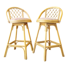 Load image into Gallery viewer, PAIR OF VINTAGE CANE SWIVEL KITCHEN STOOLS