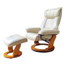 Load image into Gallery viewer, LEATHER RECLINER CHAIR & FOOTSTOOL