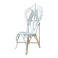 Load image into Gallery viewer, WHITE WICKER PEACOCK BEDROOM CHAIR.