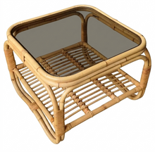 Load image into Gallery viewer, VINTAGE CANE & RATTAN SIDE TABLE