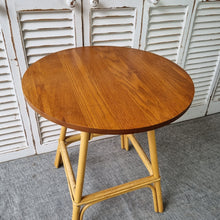 Load image into Gallery viewer, CANE AND TEAK LAMP/SIDE/HALL TABLE PLANT STAND