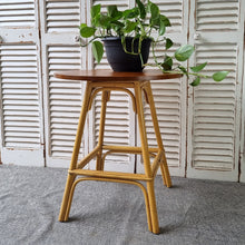 Load image into Gallery viewer, CANE AND TEAK LAMP/SIDE/HALL TABLE PLANT STAND