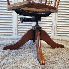Load image into Gallery viewer, OAK BENTWOOD & RATTAN SWIVEL OFFICE CHAIR