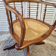 Load image into Gallery viewer, OAK BENTWOOD & RATTAN SWIVEL OFFICE CHAIR